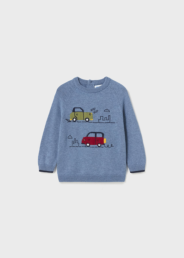 || Mayoral || Gebreide trui met auto blauw - Baby