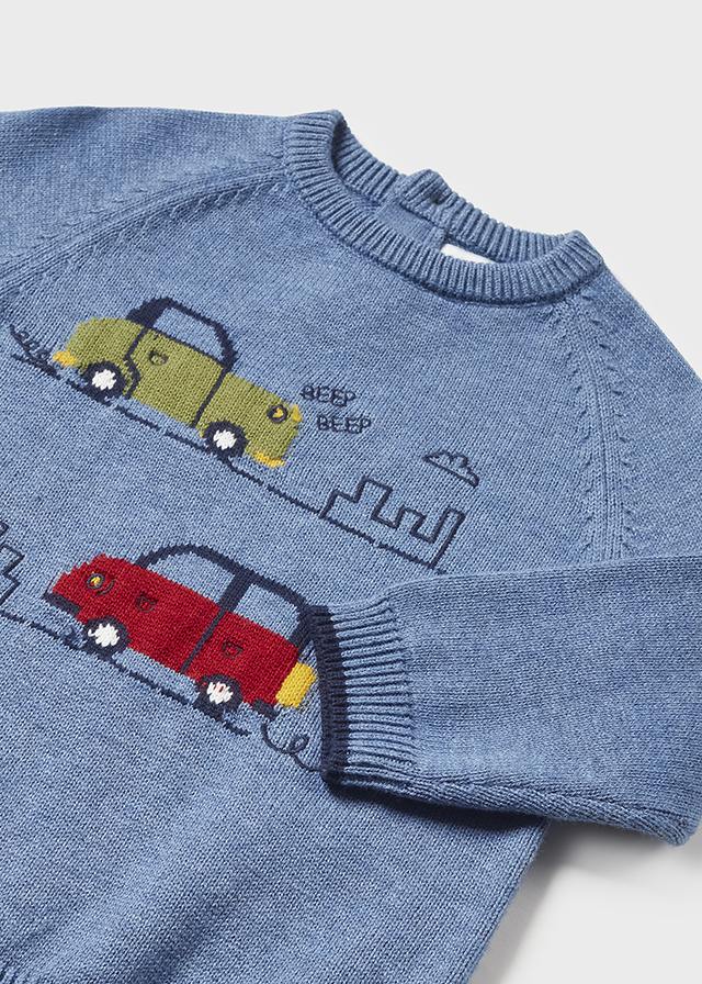 || Mayoral || Gebreide trui met auto blauw - Baby