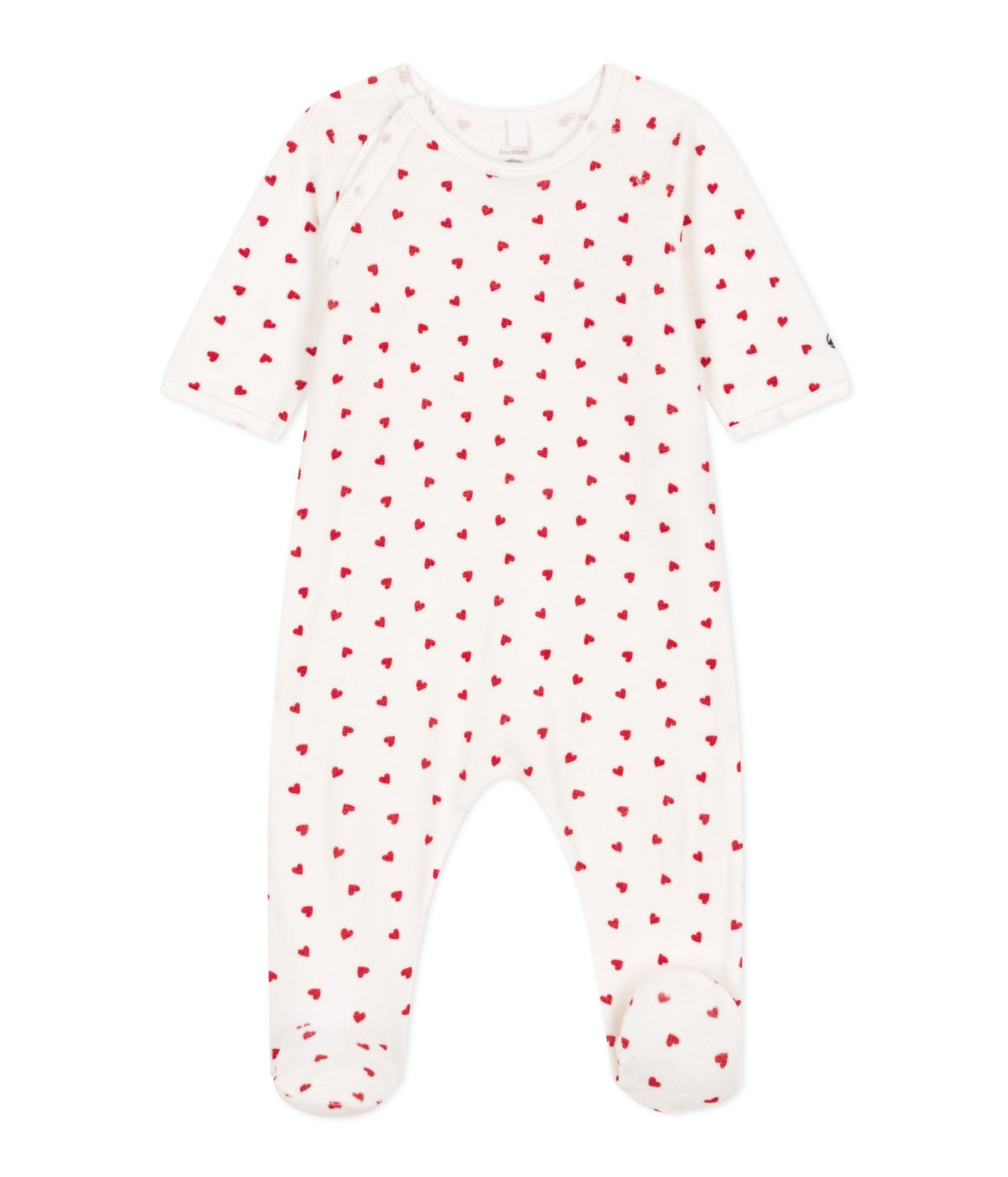 || Petit Bateau || Fluwelen boxpak met voetjes - Hartjes