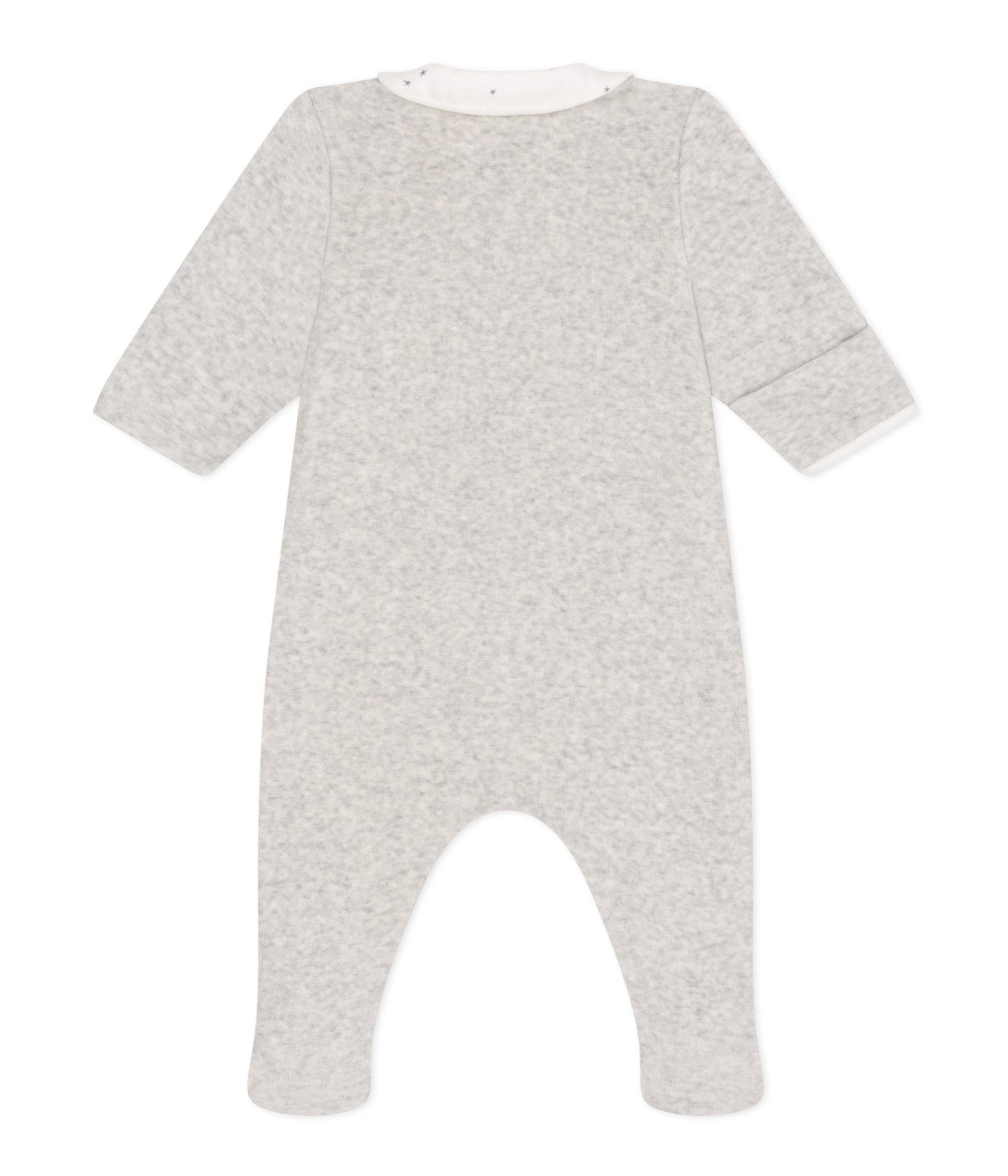 || Petit Bateau || Basis fluwelen boxpak met voetjes en kraagje - grijs