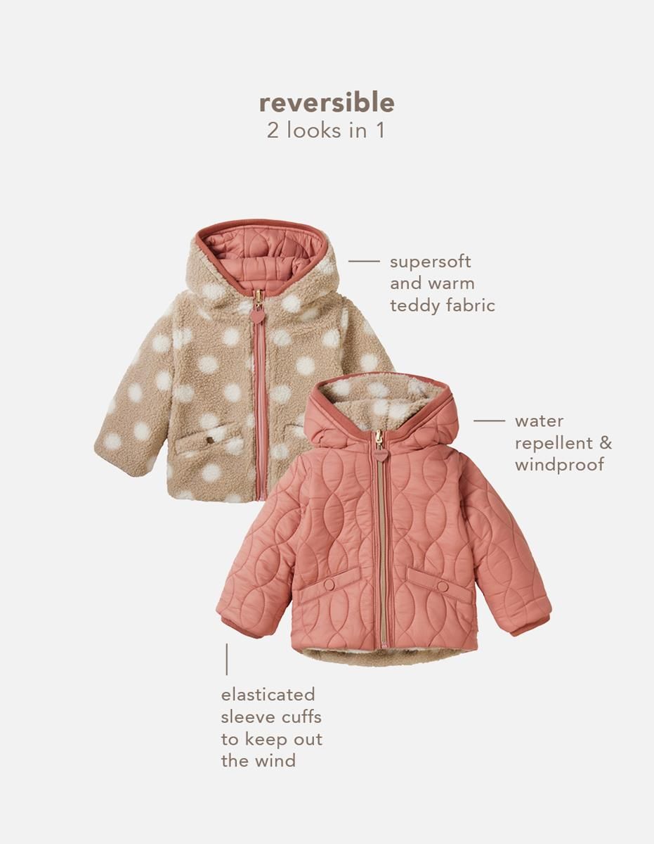 || Noppies || Reversible winterjas teddy - Oud roze