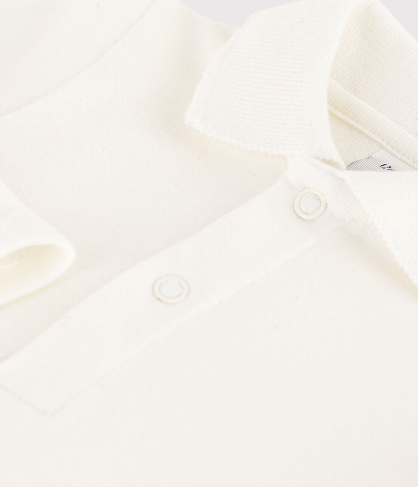 || Petit Bateau || Basis polo romper met lange mouwen - Wit