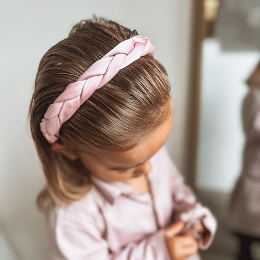 || Your Little Miss || Brede diadeem met vlecht - Vanilla satin