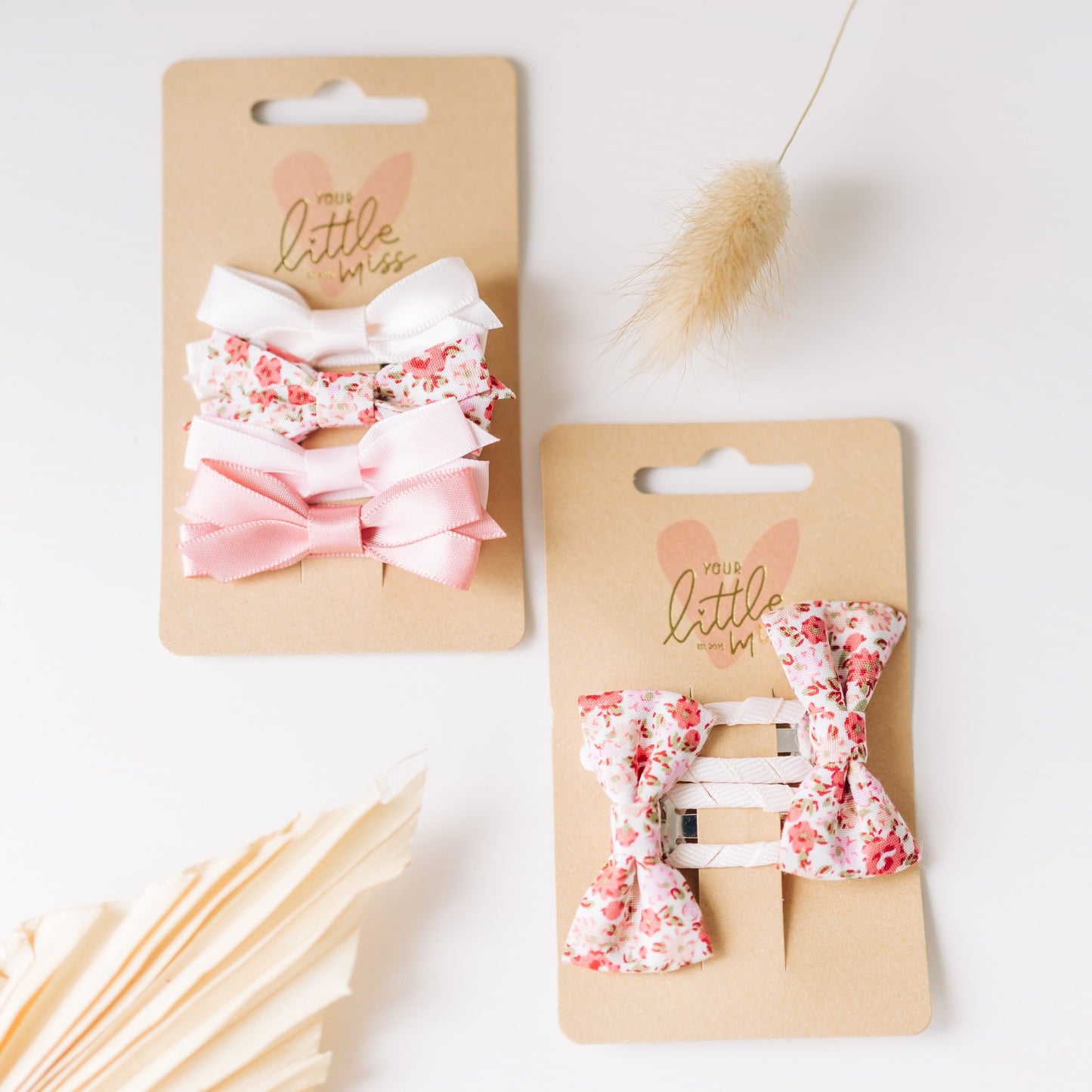 || Your Little Miss || Baby haarspeldjes met strik - Soft Pink Flower
