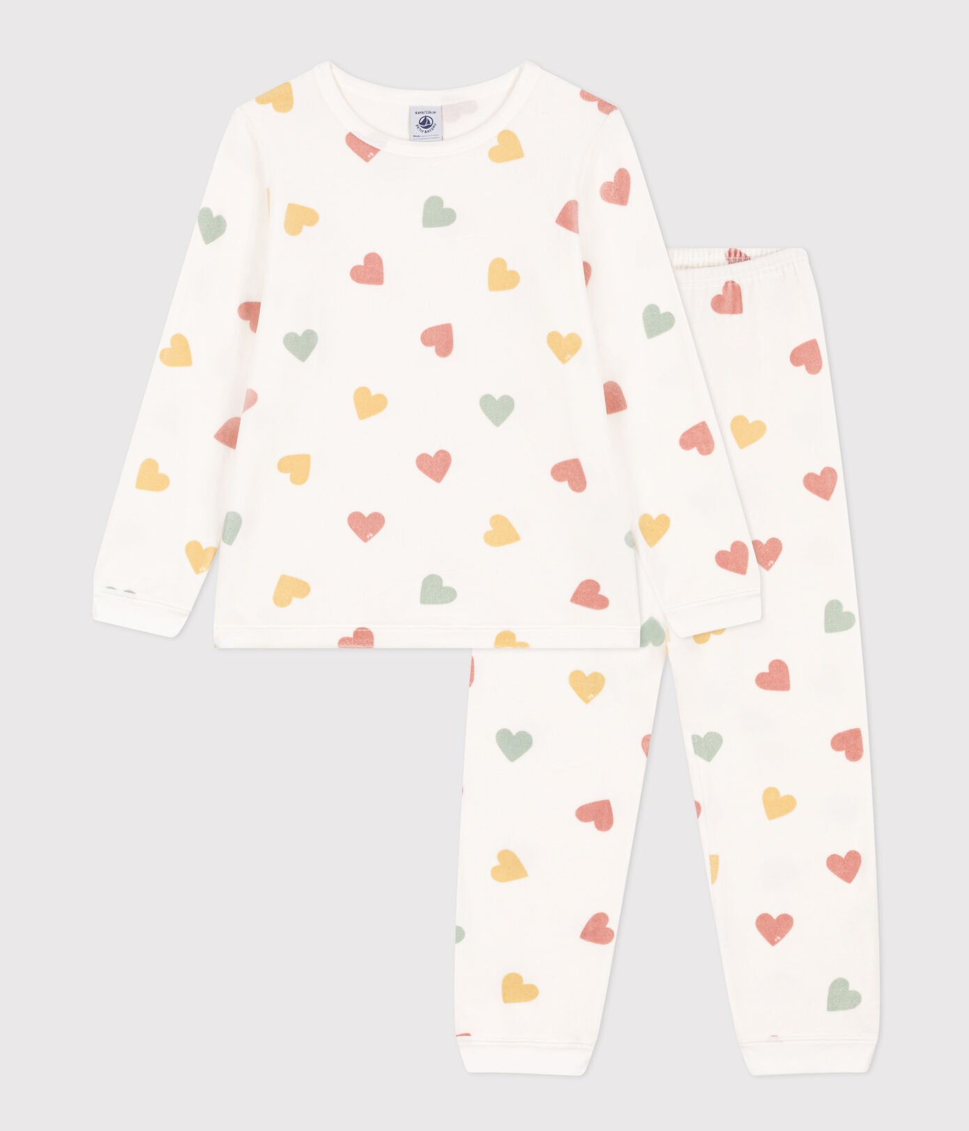 || Petit Bateau || Fluwelen pyjama met hartjes print