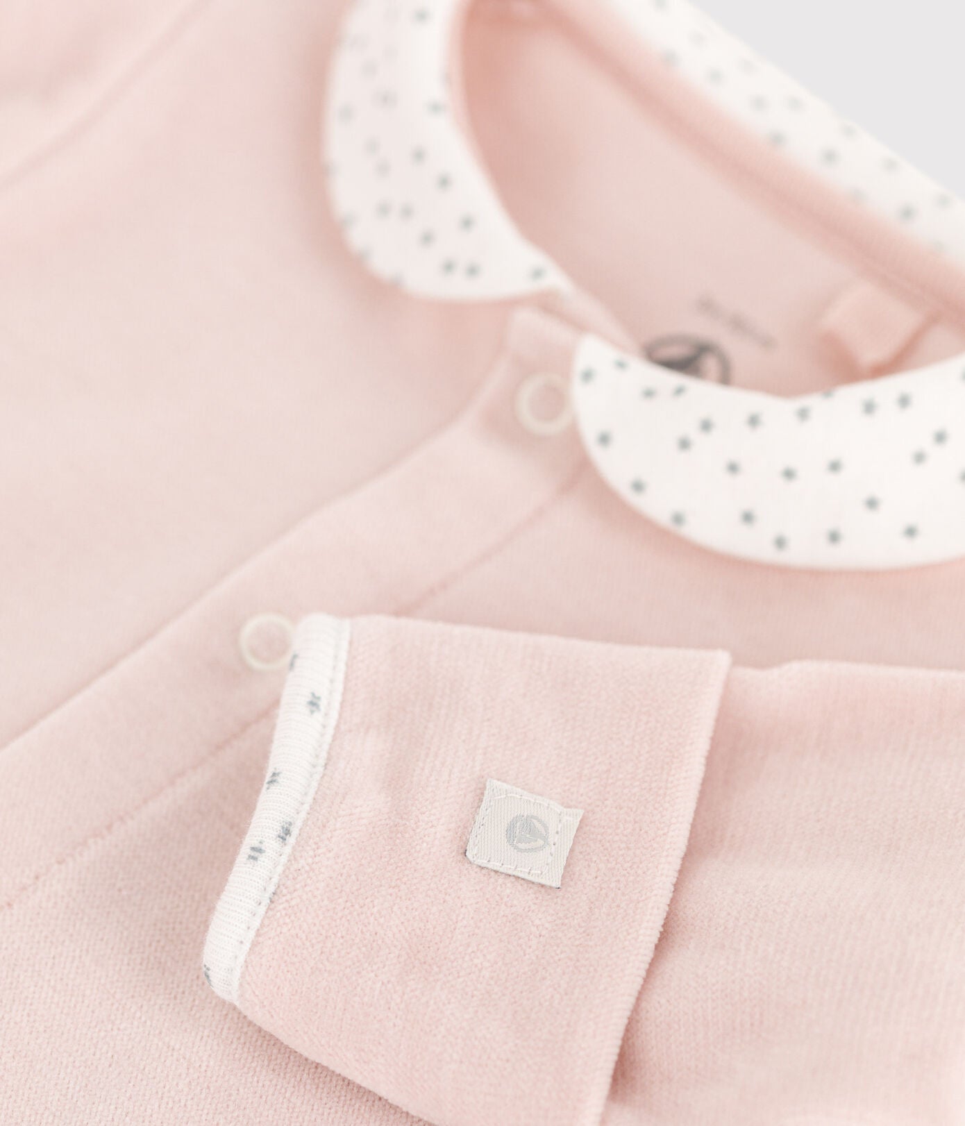 || Petit Bateau || Basis fluwelen boxpak met voetjes en kraagje - roze