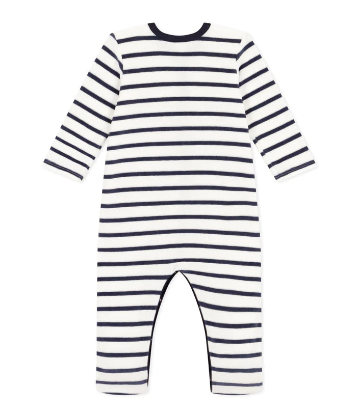 || Petit Bateau || Fluwelen boxpak met voetjes - Strepen