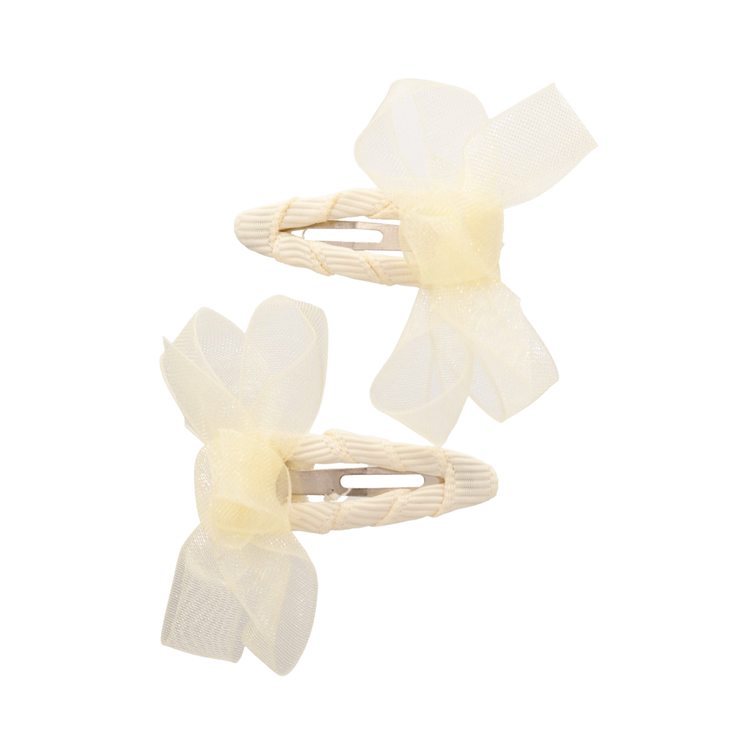 || Your Little Miss || Baby haarspeldjes met twist en linten strik - Cream Organza