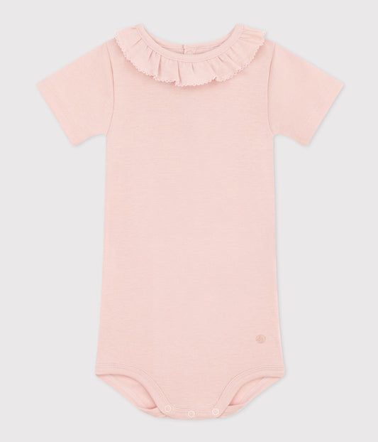 || Petit Bateau || Basis romper met korte mouwen en kraagje - Roze