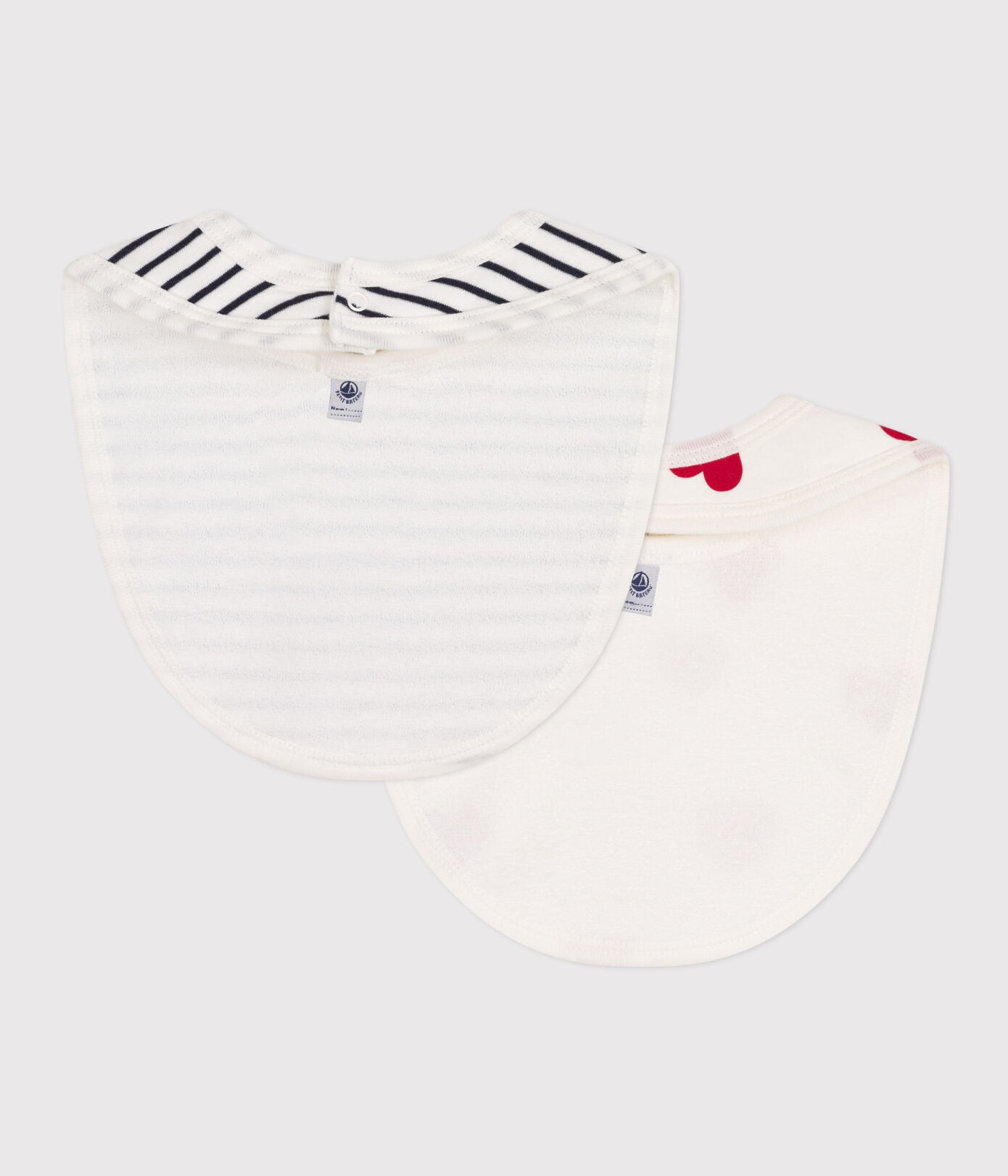 || Petit Bateau || Basis set van 2 katoenen slabbetjes - Hart & Streep