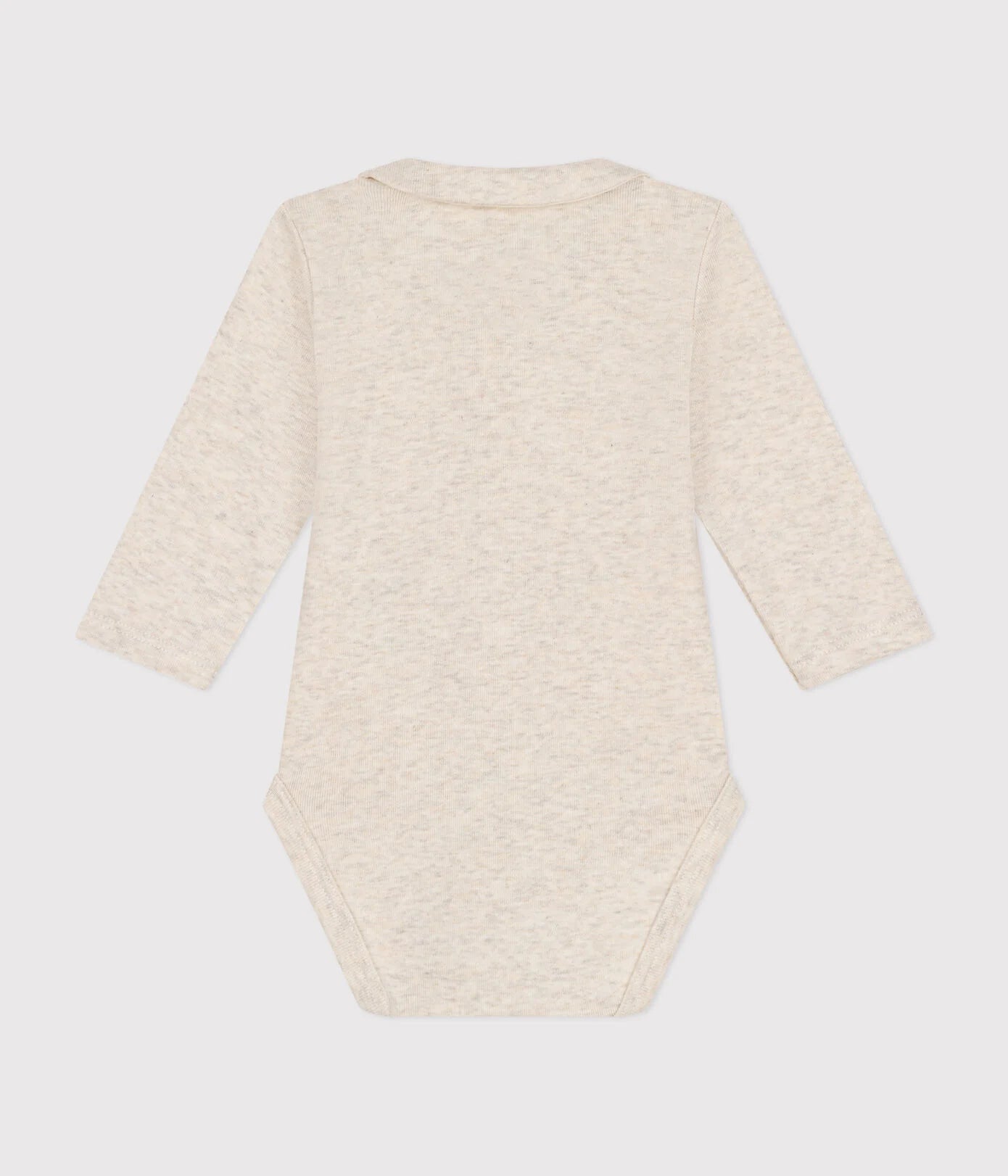 || Petit Bateau || Basis jongens babyromper voorsluiting met kraag & l/m - Beige