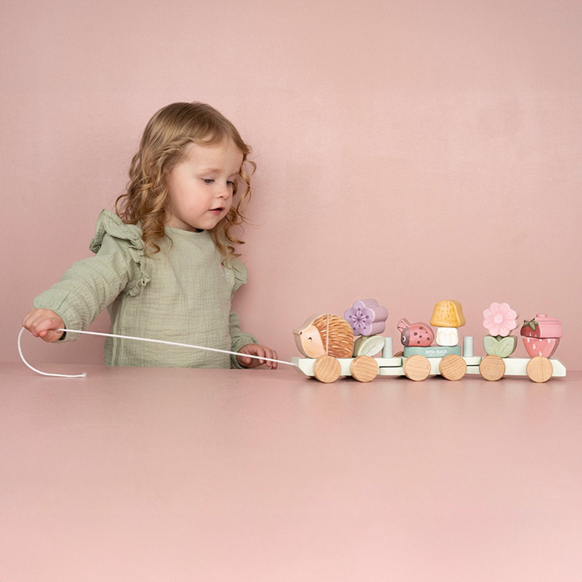 || Little Dutch || Houten blokkentrein met egel - Fairy Garden