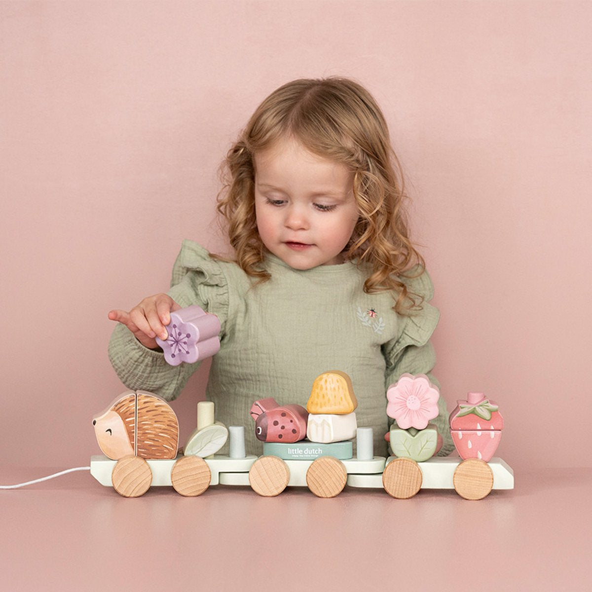 || Little Dutch || Houten blokkentrein met egel - Fairy Garden