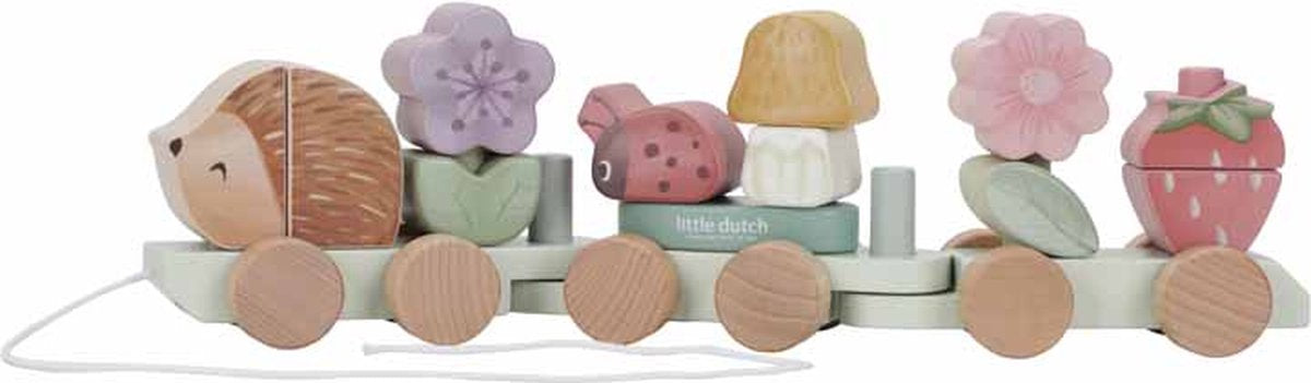 || Little Dutch || Houten blokkentrein met egel - Fairy Garden