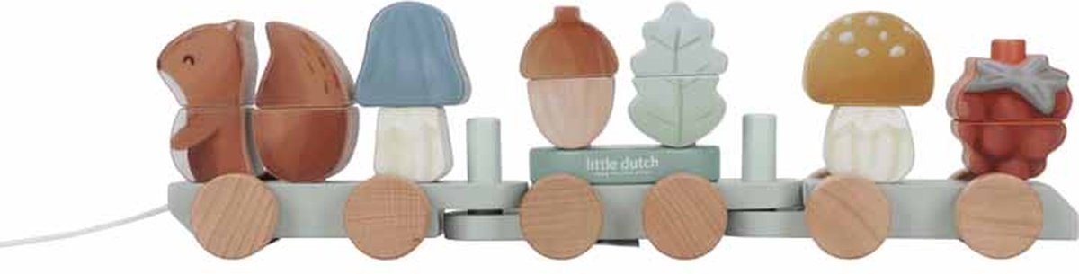 || Little Dutch || Houten blokkentrein met eekhoorn - Forest Friends