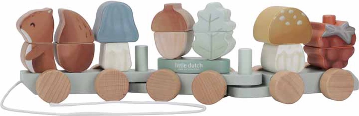 || Little Dutch || Houten blokkentrein met eekhoorn - Forest Friends