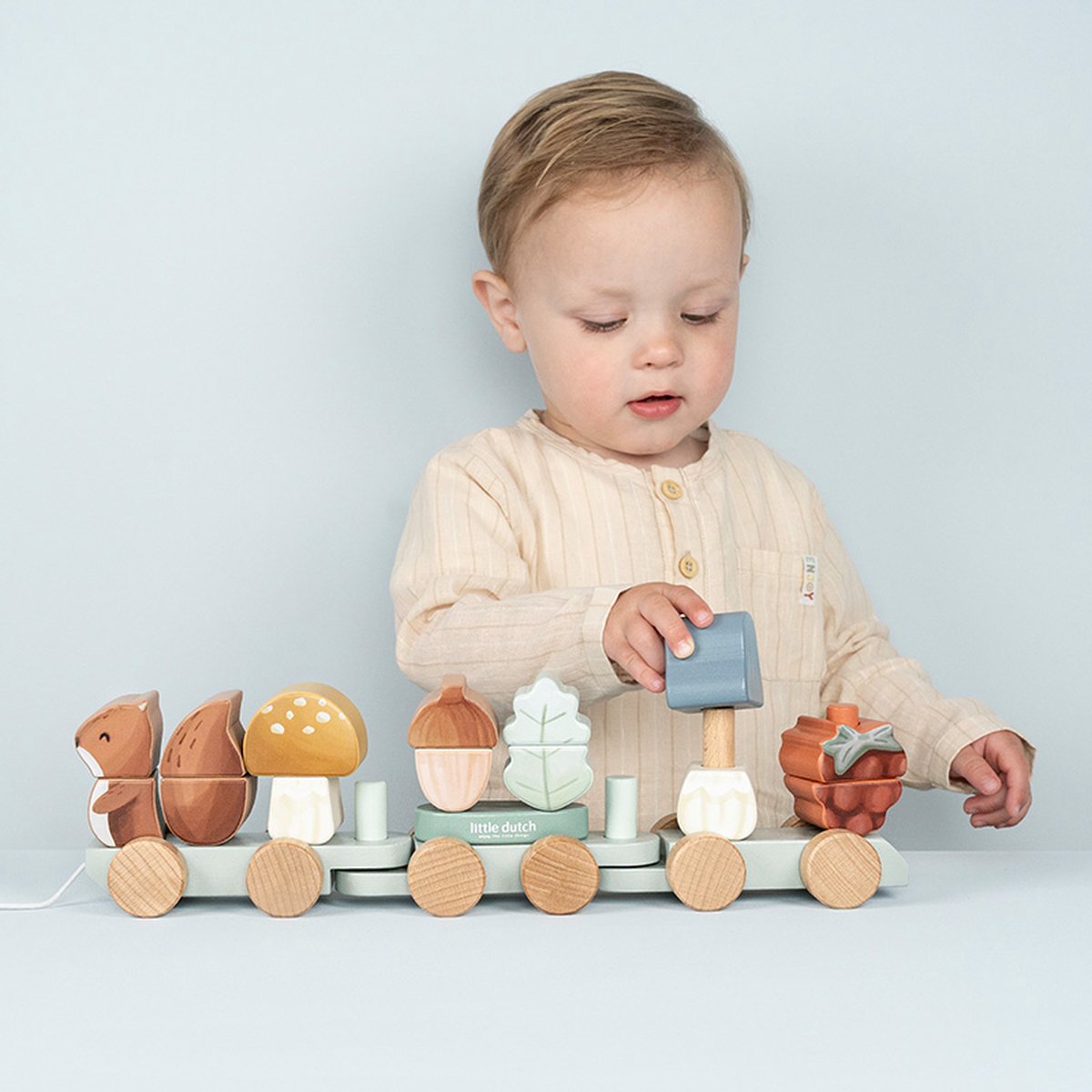 || Little Dutch || Houten blokkentrein met eekhoorn - Forest Friends