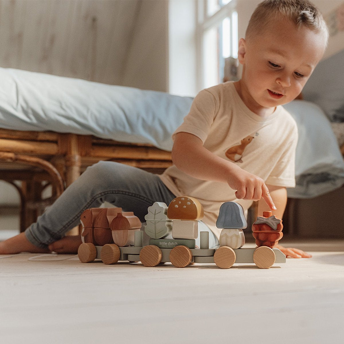 || Little Dutch || Houten blokkentrein met eekhoorn - Forest Friends