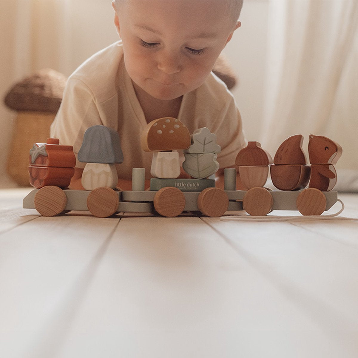 || Little Dutch || Houten blokkentrein met eekhoorn - Forest Friends