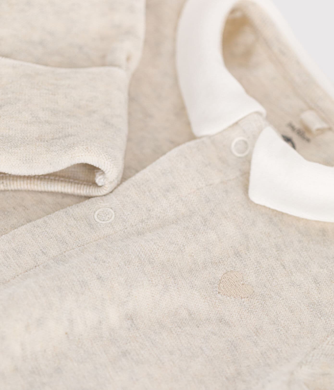 || Petit Bateau || Basis fluwelen boxpak met voetjes - Beige