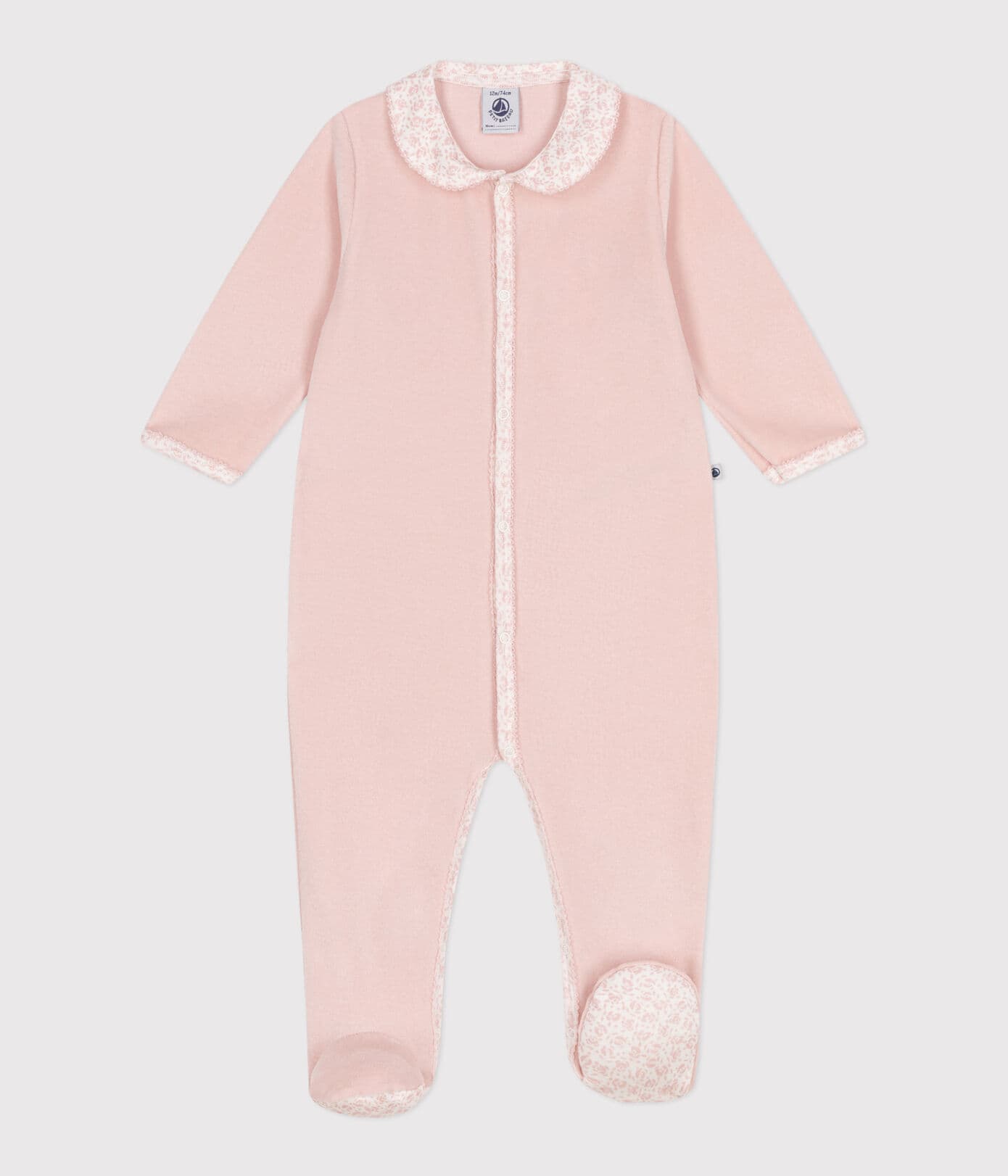 || Petit Bateau || Fluwelen boxpak met kraagje en bloemetjes