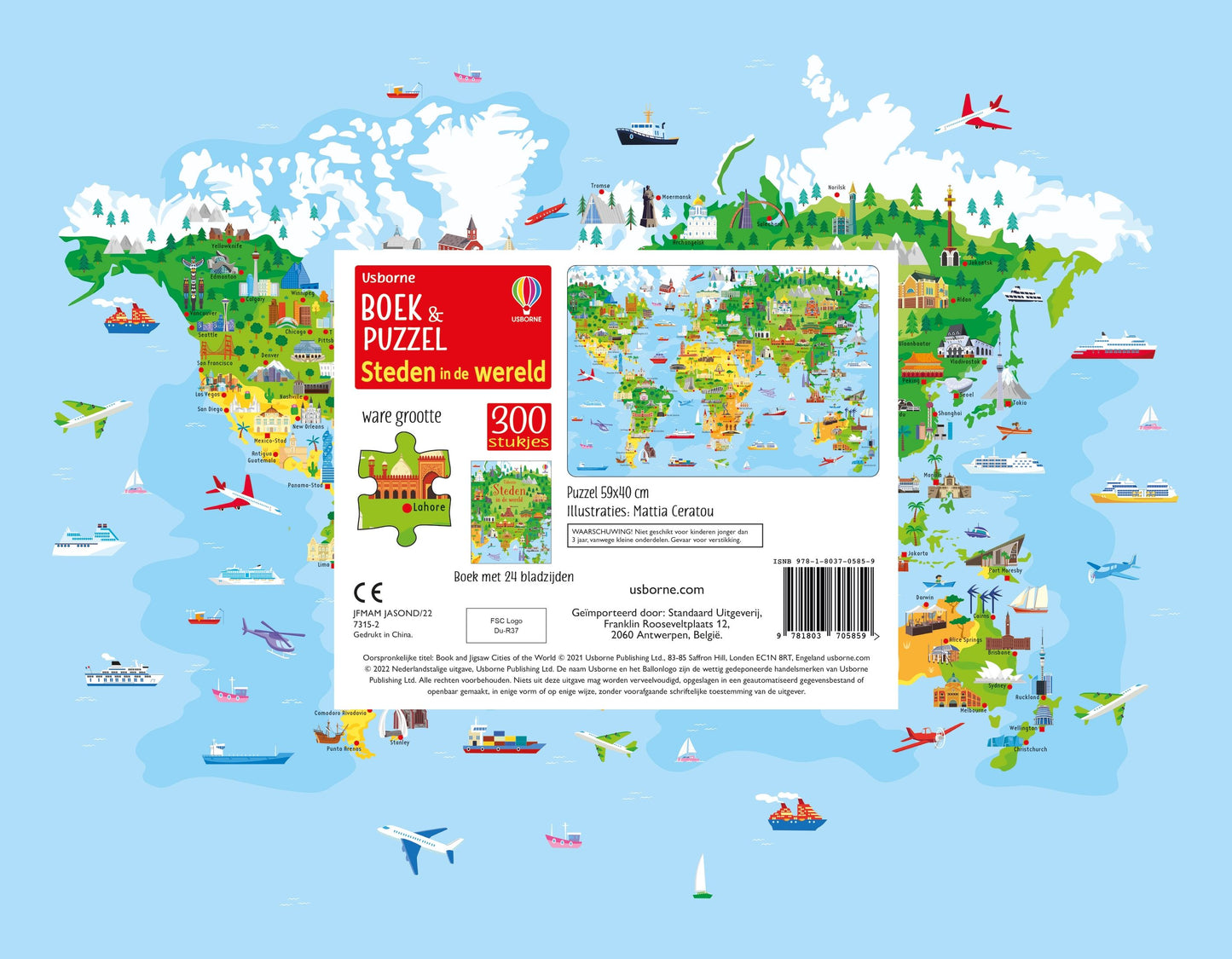 || Usborne || Boek & puzzel - Steden in de wereld