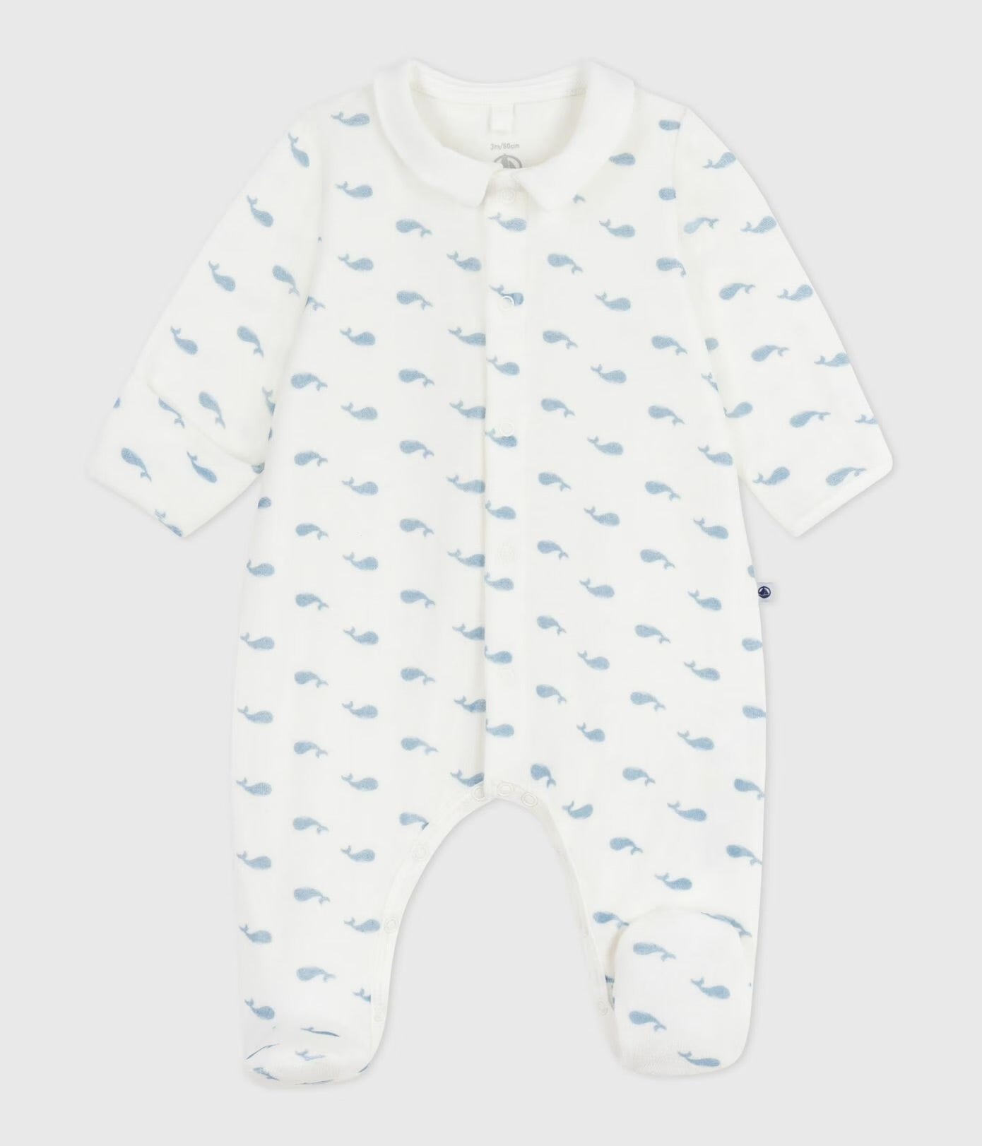 || Petit Bateau || Fluwelen boxpak met voetjes - Walvisjes