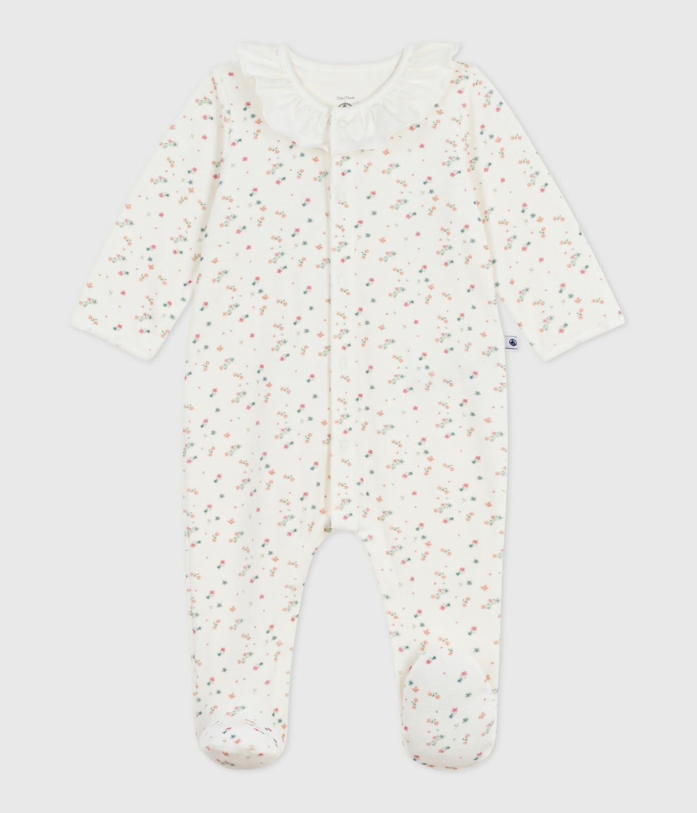 || Petit Bateau || Fluwelen boxpak met voetjes - Bloemetjes