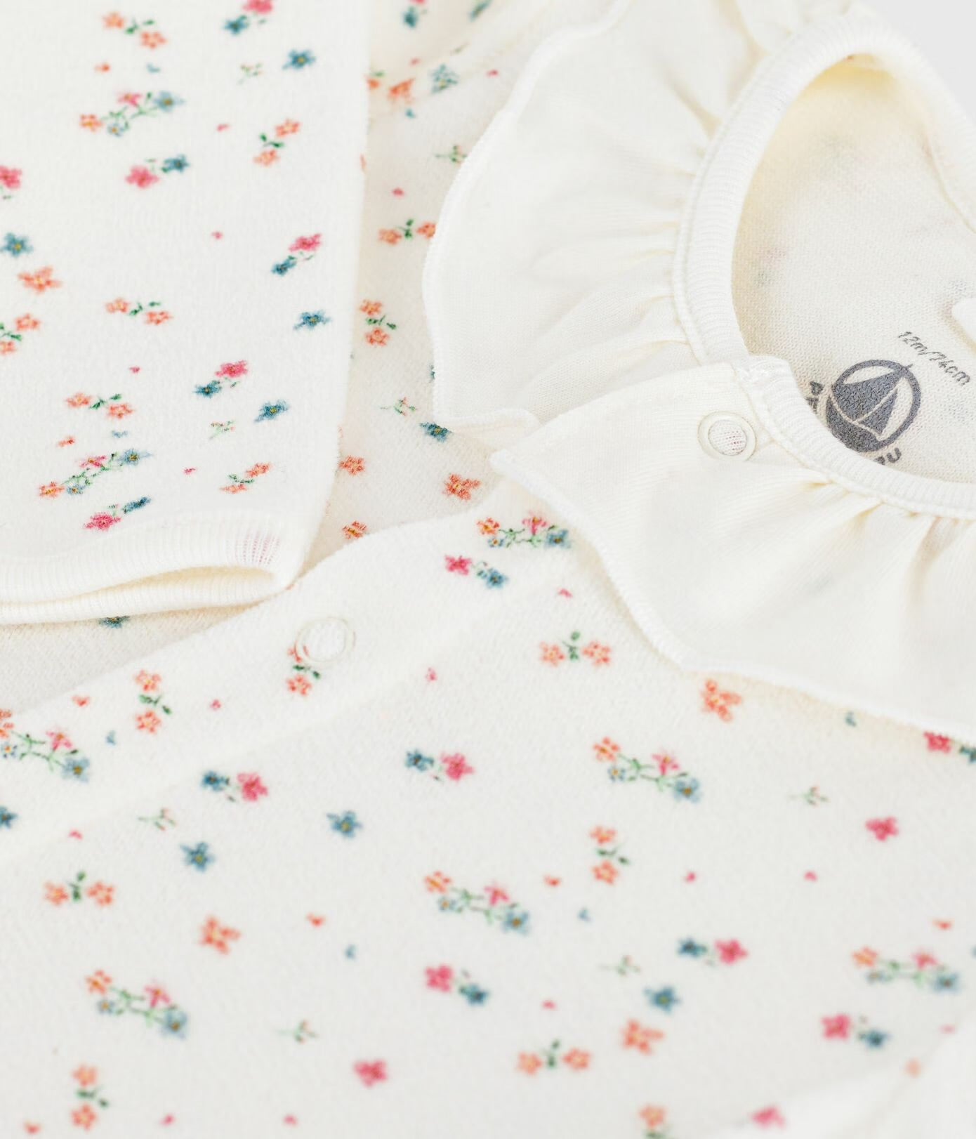 || Petit Bateau || Fluwelen boxpak met voetjes - Bloemetjes