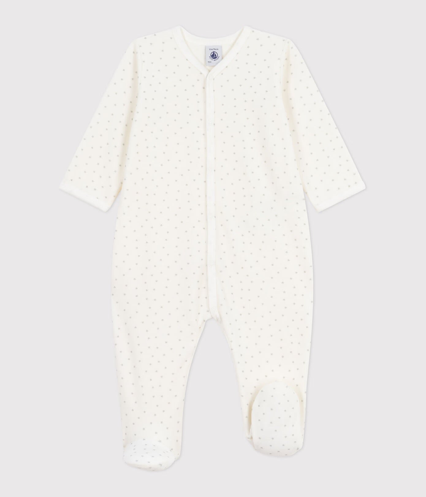 || Petit Bateau || Fluwelen boxpak met voetjes - Hartjes
