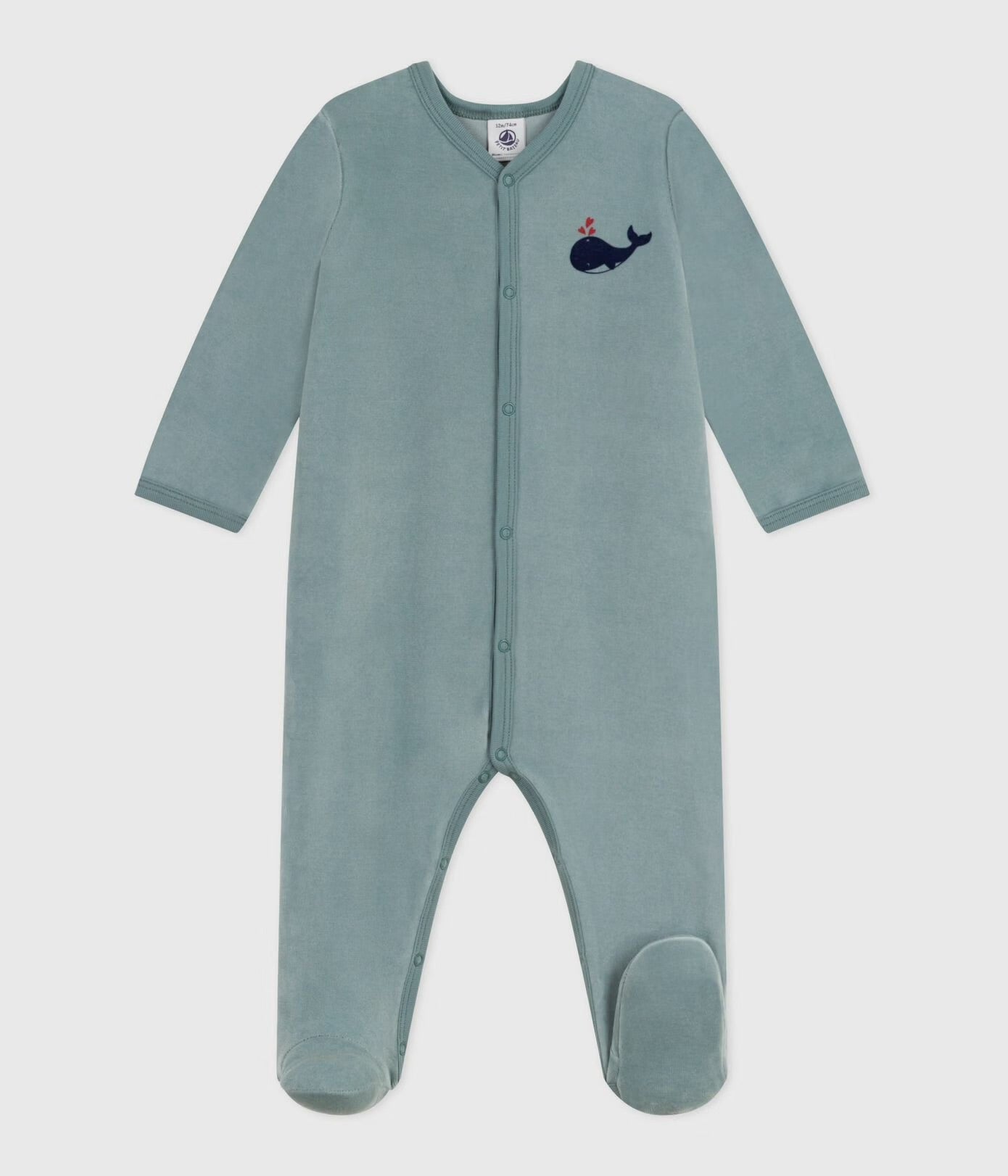 || Petit Bateau || Fluwelen boxpak met voetjes - Groen