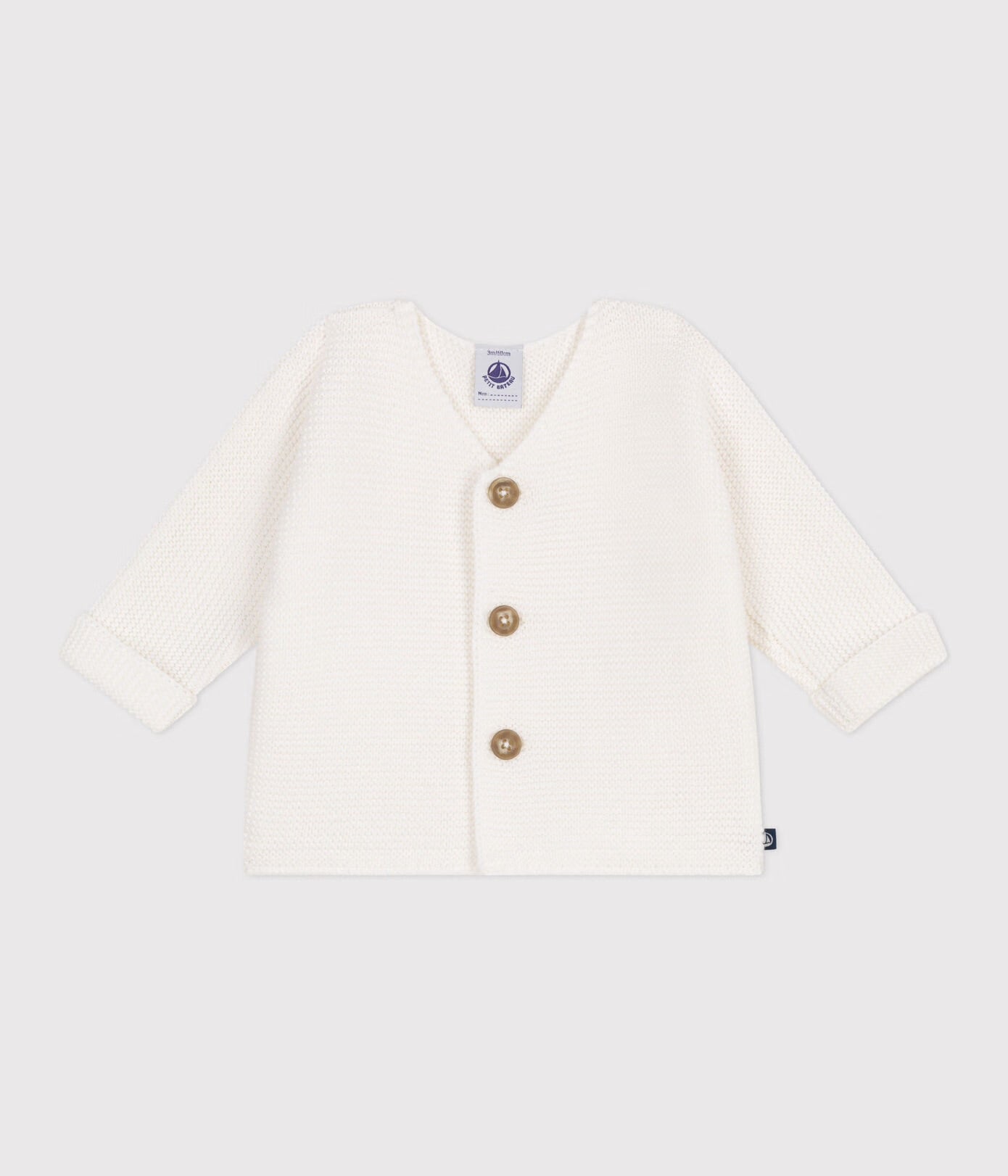 || Petit Bateau || Basis gebreid vest met knopen - Ecru