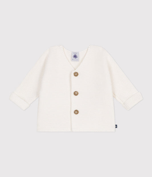 || Petit Bateau || Basis gebreid vest met knopen - Ecru