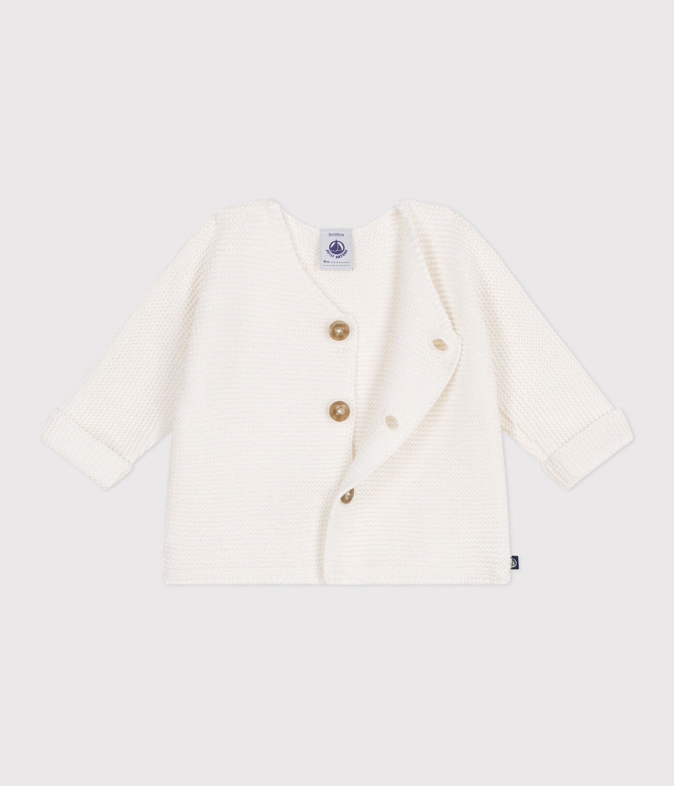 || Petit Bateau || Basis gebreid vest met knopen - Ecru