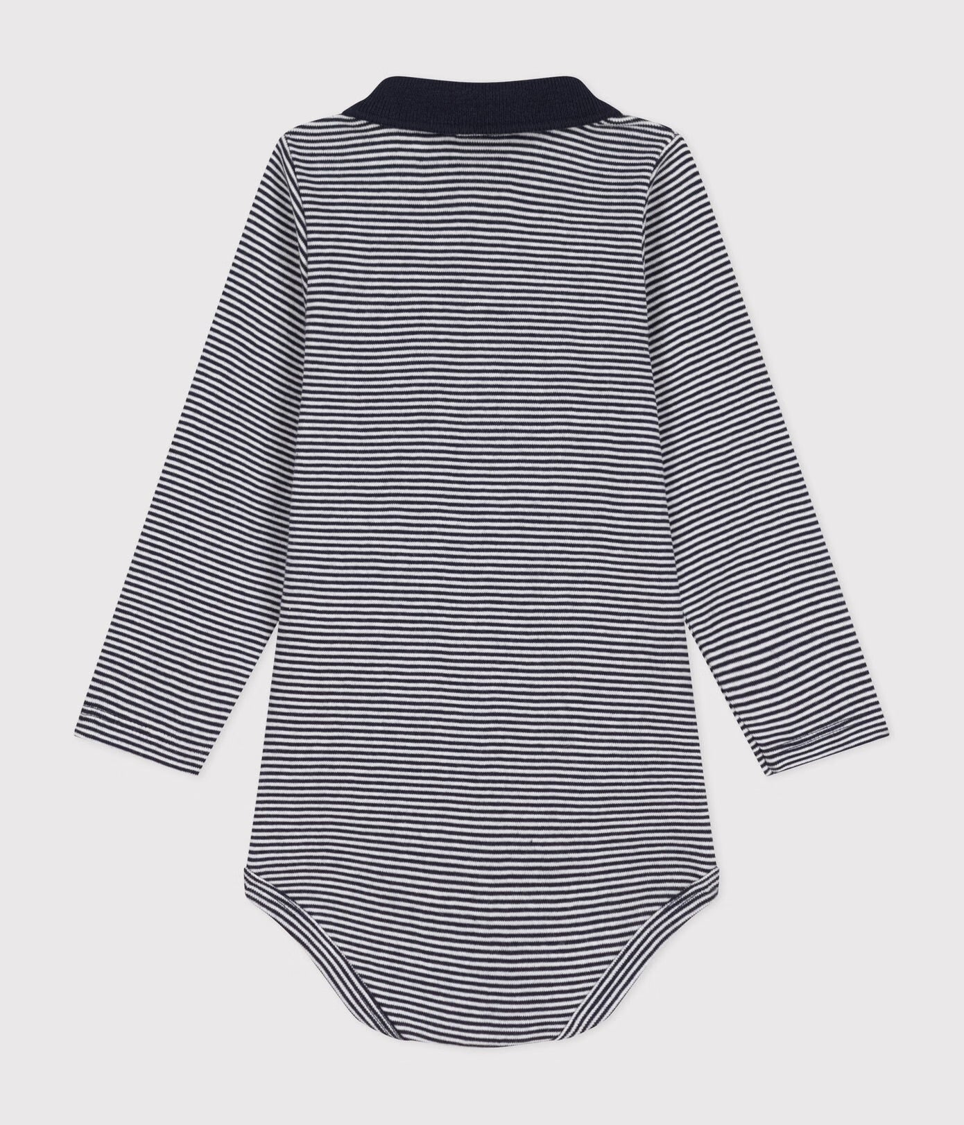 || Petit Bateau || Basis polo romper met lange mouwen - Gestreept
