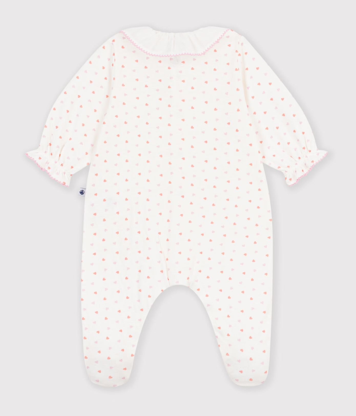 || Petit Bateau || Katoenen boxpak met kraagje en voetjes - Hartjes