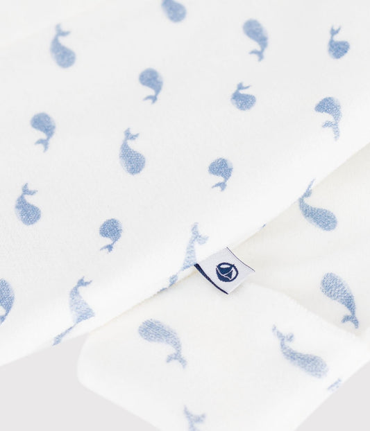 || Petit Bateau || Velours boxpak met voetjes en kraagje - Walvisjes