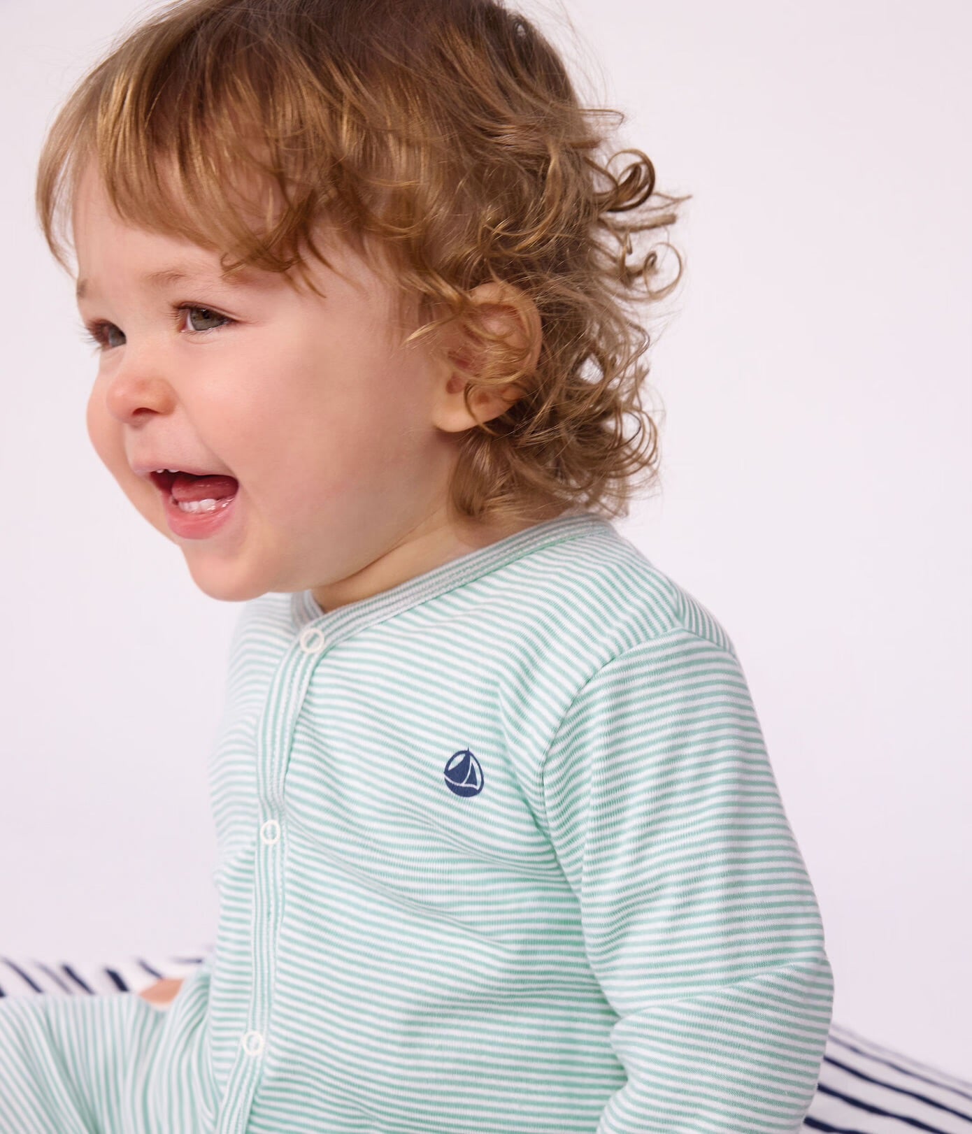 || Petit Bateau || Katoenen boxpak met voetjes groen - Gestreept