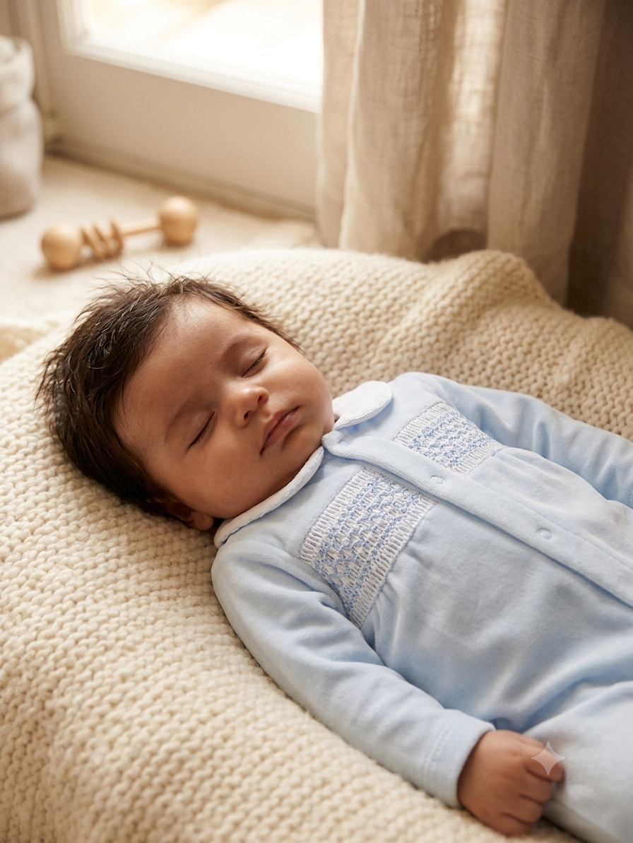 || Babidu || Velours boxpak met kraagje - Sky Blue