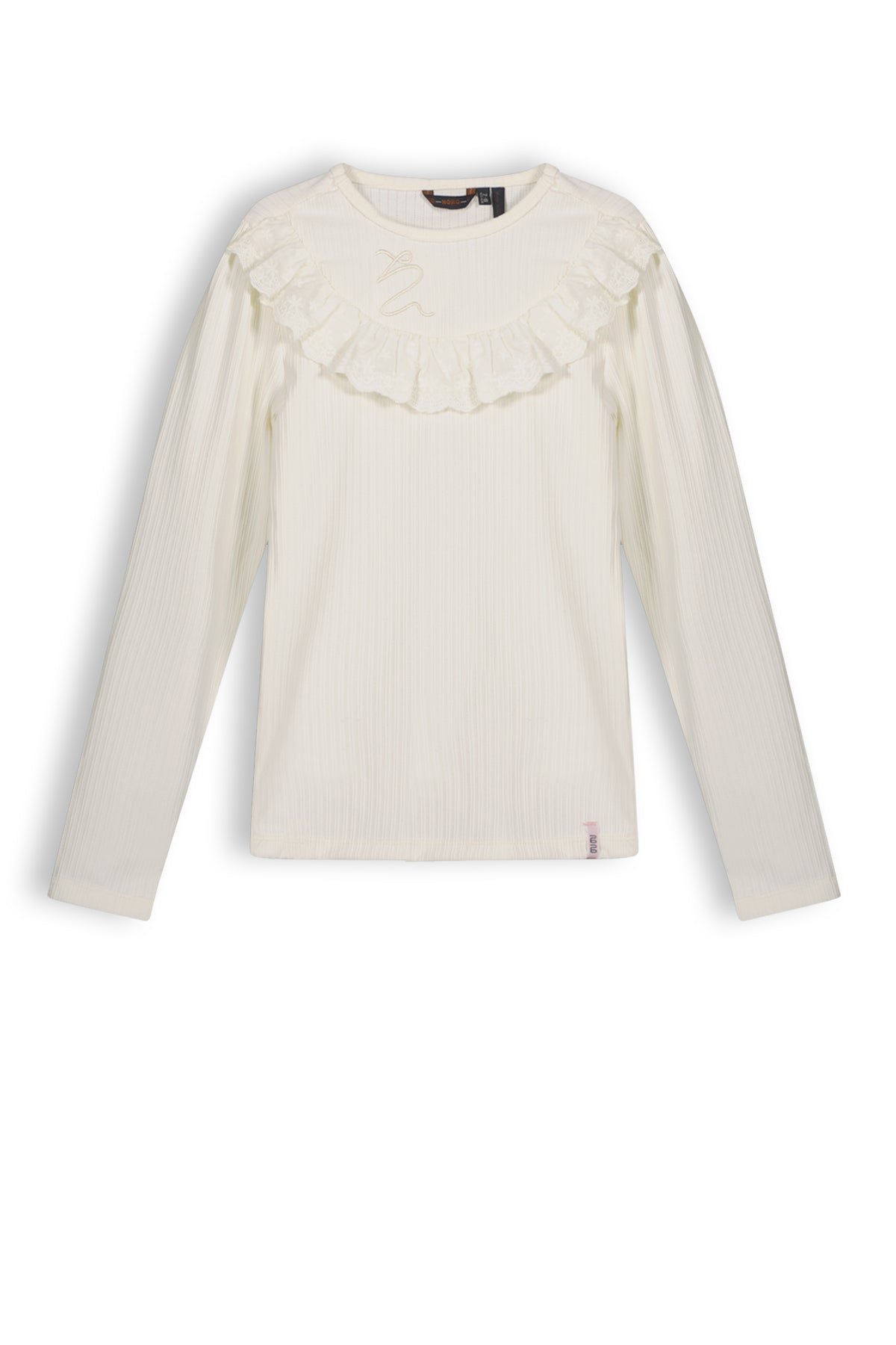 || NONO || Rib t-shirt met broderie ruffles