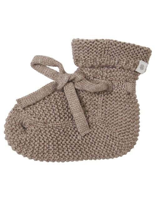 || Noppies || Gebreide newborn slofjes - Taupe Melange