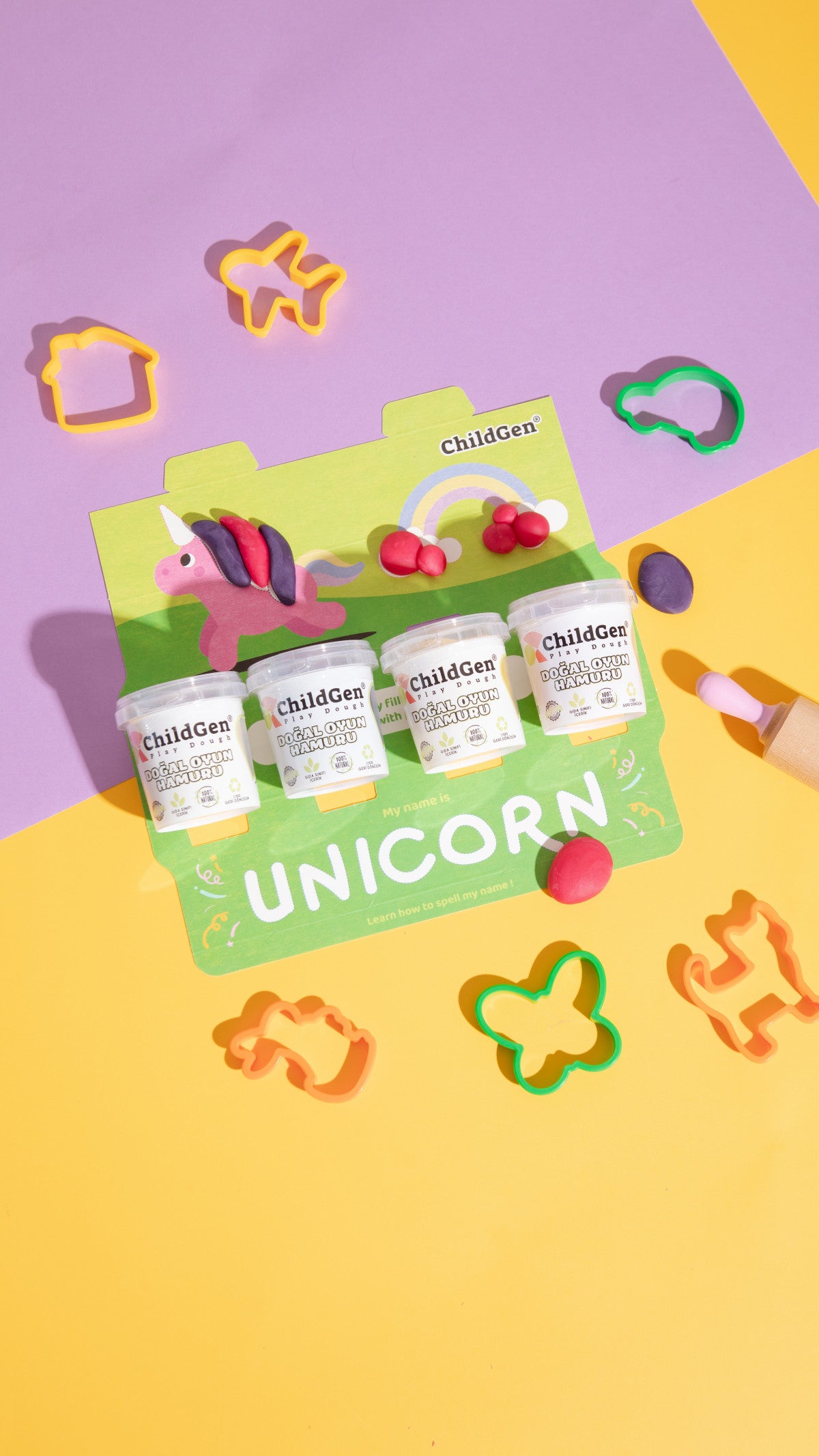 || ChildGen || 4 stuks klei eco-cup - Unicorn