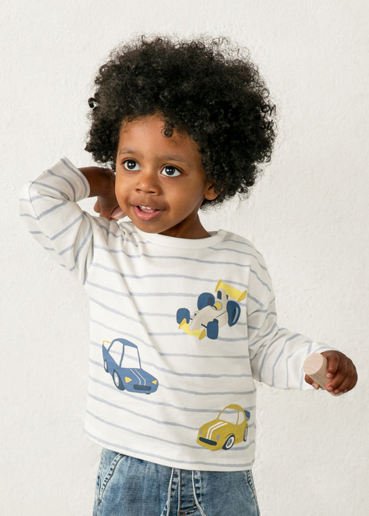 || Mayoral || Gestreept t-shirt met raceauto