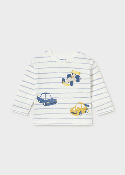|| Mayoral || Gestreept t-shirt met raceauto