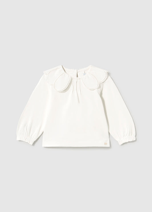 || Mayoral || T-shirt met broderie kraagje