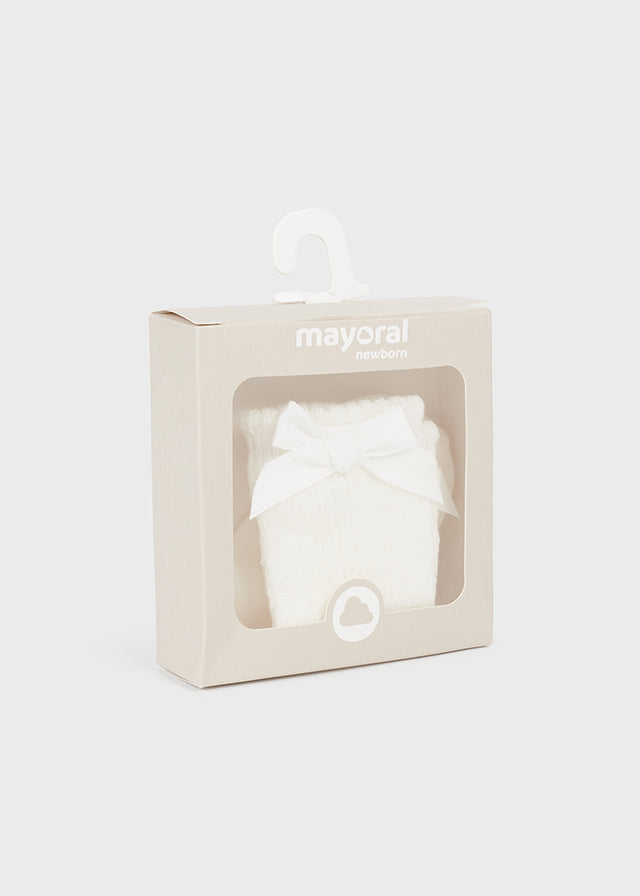 || Mayoral || Sokjes ajour en strik wit - Newborn