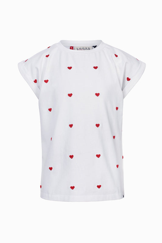 || LOOXS || T-shirt met geborduurde hartjes