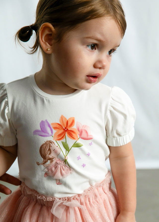 || Mayoral || T-shirt met ballerina en bloemen