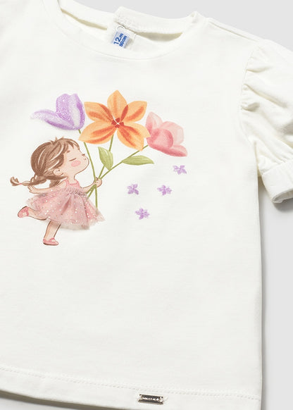 || Mayoral || T-shirt met ballerina en bloemen