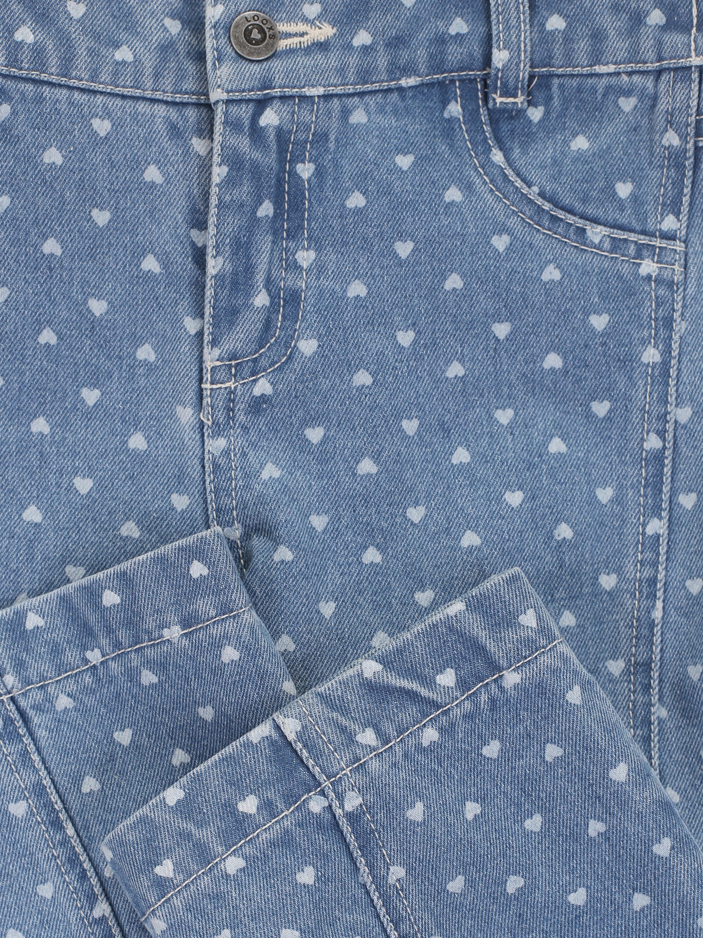|| LOOXS || Wideleg light denim met hartjes